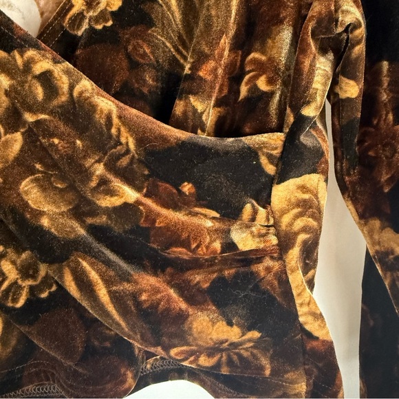 Moda Int’l vintage floral crop top 90’s Y2K velvet Ruched top Size: M - Picture 3 of 8